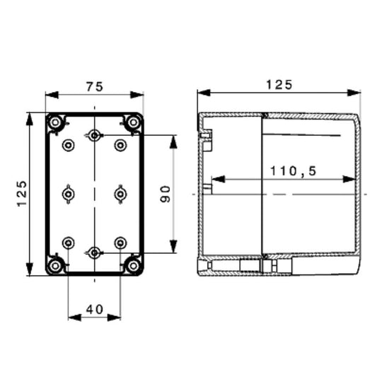 9535220000 - IP66/IP67 Polycarbonate Enclosure 75mm x 125mm x 125mm