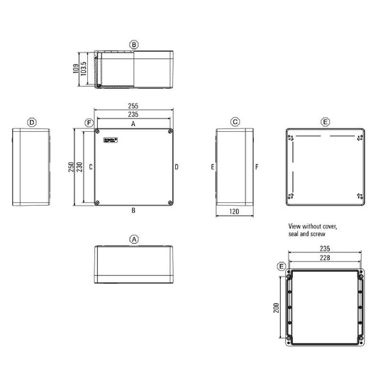 1305930000 - Durable 250x255mm Grey Polyester Enclosure, UL Certified