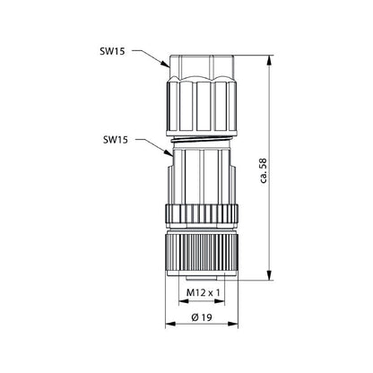 2681500000 - M12 IP67 Field Connector, 4A, 4-8mm Cable Diameter