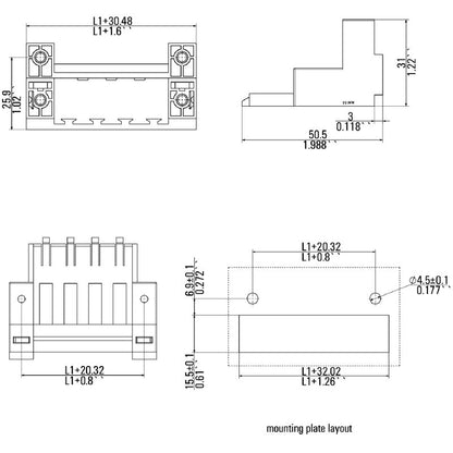 2838010000 - Black Two-Pole PCB Connector Mounting Block  (Pack of 40)