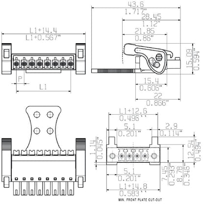 2442990000 - 3.81mm 14-Pole Female Plug Connector with Push-in Feature  (Pack of 50)