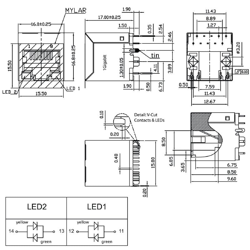 2562170000 - 10-Pole RJ45G Data Connector with 180° Elbow  (Pack of 120)