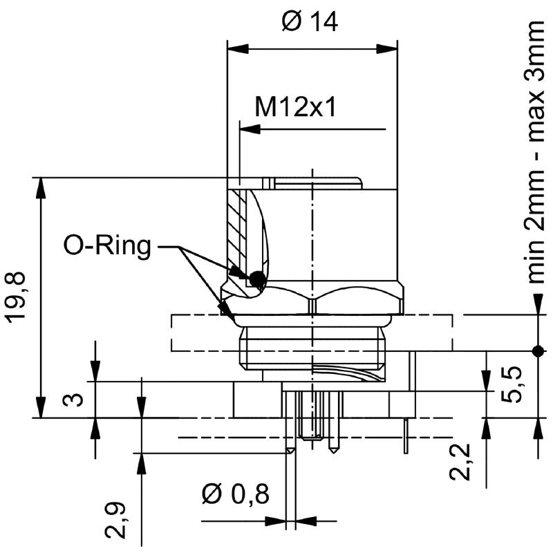 2424020000 - M12 4-Pole Socket, IP67, Nickel-Plated, 250V, -30 to 80 °C  (Pack of 10)