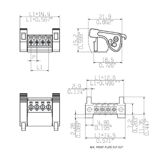 2444110000 - 3.81mm 6-Pole PCB Connector, 180° Angle, Clamping Design  (Pack of 50)