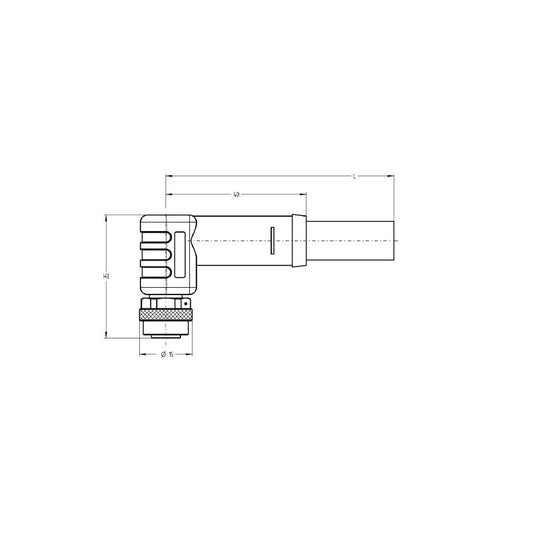 2050910500 - 5m M12 Power Cable, 4 Poles, Straight to 90-Degree Socket