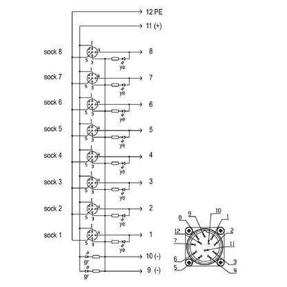 9456010000 - 12-Pole M23 Electrical Component with LED Indicator