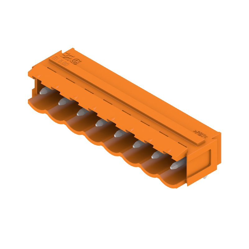 1580920000 - 8-Pole PCB Connector, 5mm Pitch, 90° Angle, Tinned Orange  (Pack of 50)