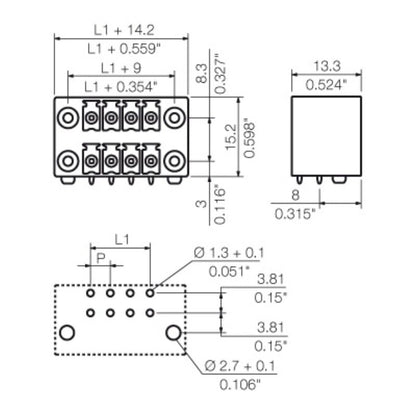 1039740000 - 3.81mm 32-Pole Black PCB Connector with Flange Design  (Pack of 20)