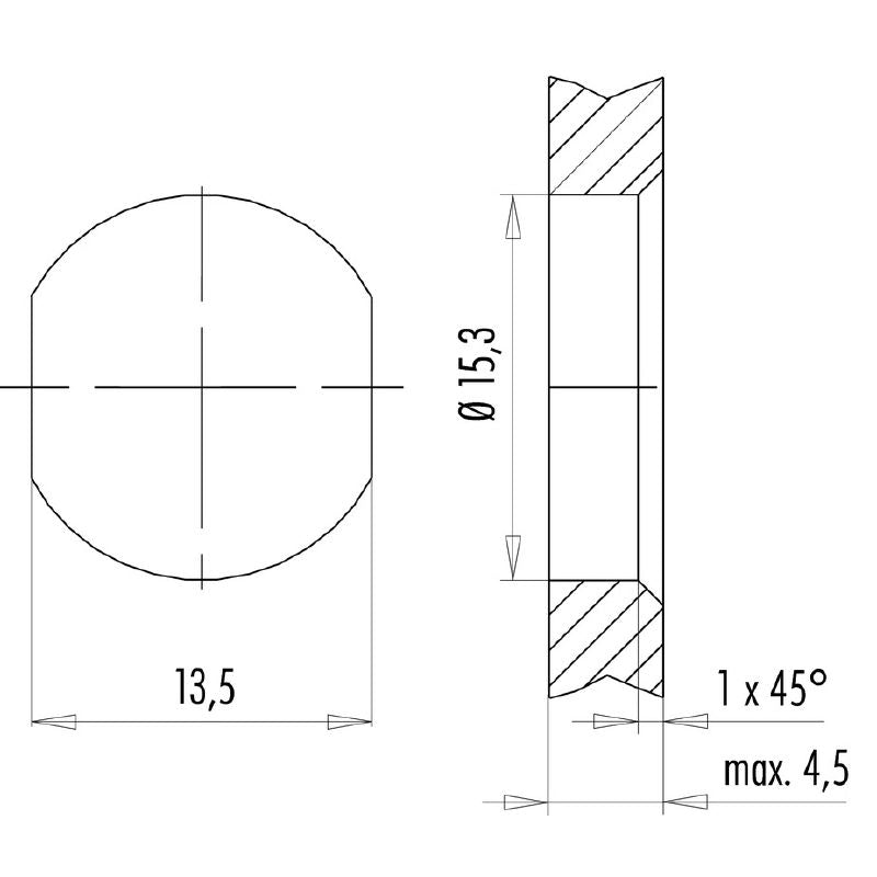 1244130015 - 1.5m PUR M12 D-code Flange System Cable, Cat.5/5e