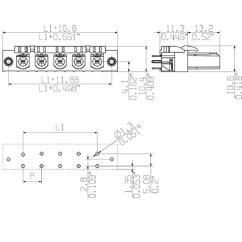 1134090000 - 7.62mm Black PCB Header Connector with 3 Poles  (Pack of 54)