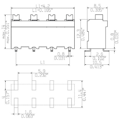 1473870000 - 7.50mm Black PCB Terminals, 5 Poles, 180° Orientation  (Pack of 180)
