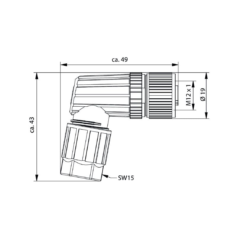 2681590000 - M12 Field Attachable Connector, 4-8mm, 4A, RoHS Compliant