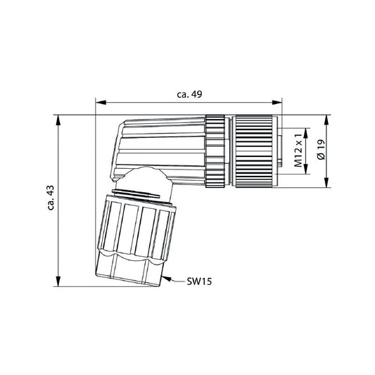 2681590000 - M12 Field Attachable Connector, 4-8mm, 4A, RoHS Compliant