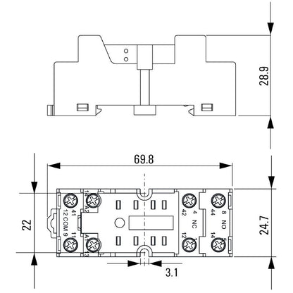 7760056106 - Flat 12A Relay Socket with 2 CO Contacts, 28.9mm Depth  (Pack of 10)
