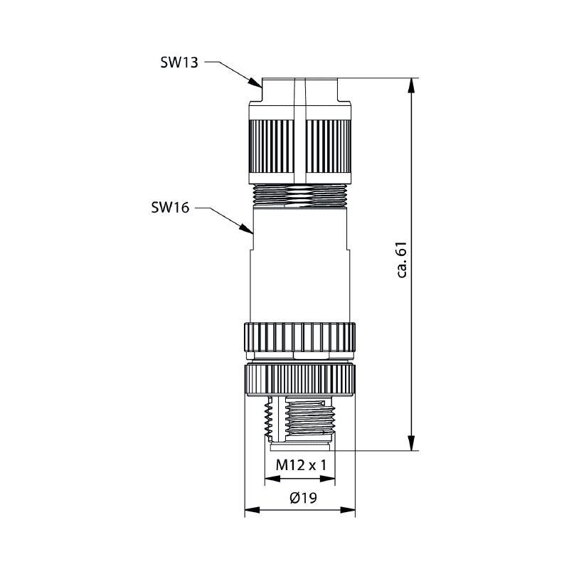 2681680000 - M12 Connector, 4-8mm Cable, IP67 Rated, -40°C to 85°C