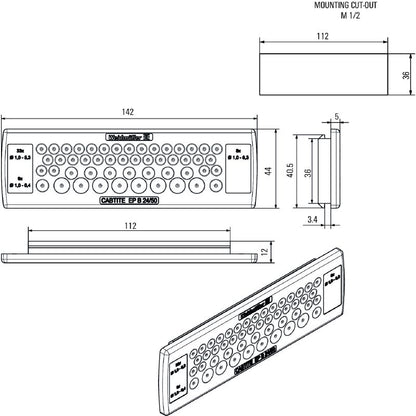 2743710000 - Grey Cable Entry Plate 44mm x 142mm for TPE Materials  (Pack of 10)