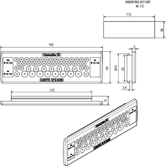 2743710000 - Grey Cable Entry Plate 44mm x 142mm for TPE Materials  (Pack of 10)