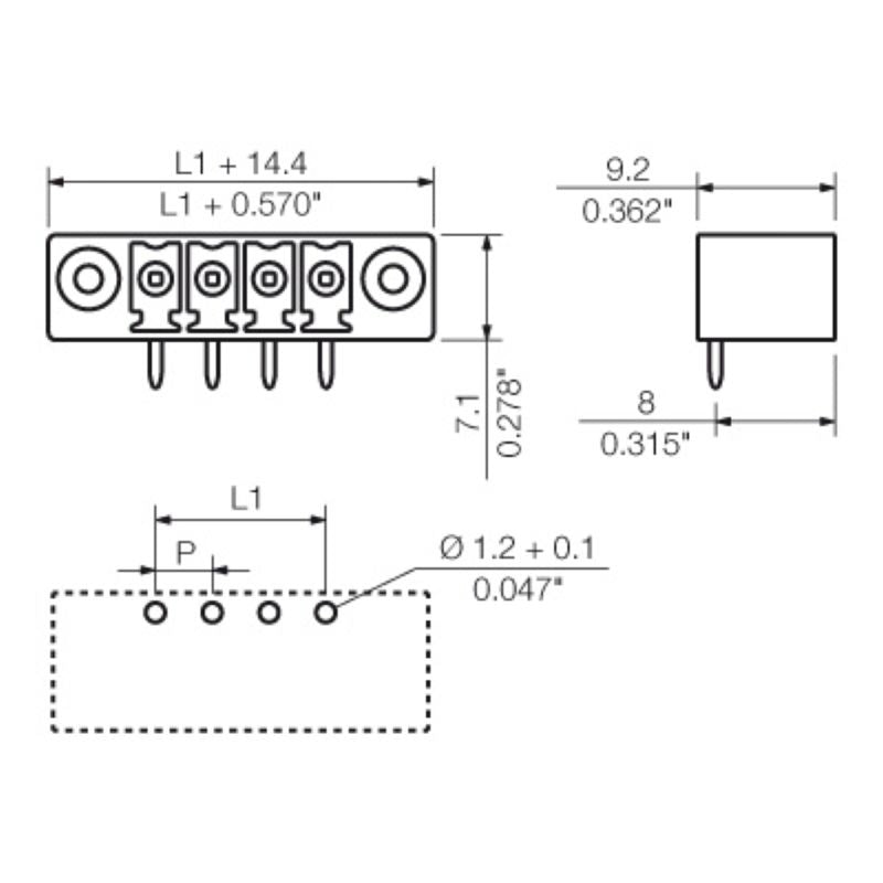 1038110000 - 3.81mm 8-Pole PCB Connector with 270° Elbow & RoHS Compliance  (Pack of 50)