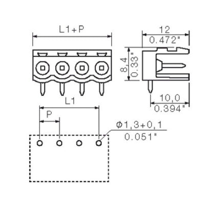 1571170000 - 5.00mm Male PCB Header Connector, 6 Poles, 90-Degree Angle  (Pack of 50)