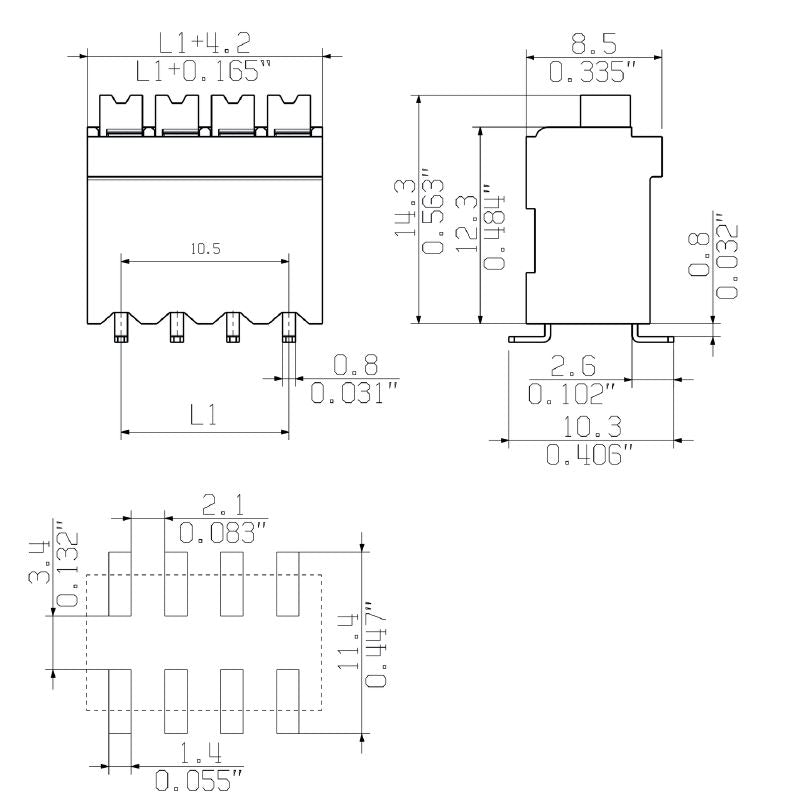1399240000 - 6-Pole Circuit Board Terminal with 180° Connection, Black Housing  (Pack of 200)