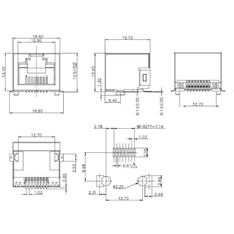 1455220000 - Compact 90° RJ45 Cat. 5e Modular Jack, 8 Poles  (Pack of 200)