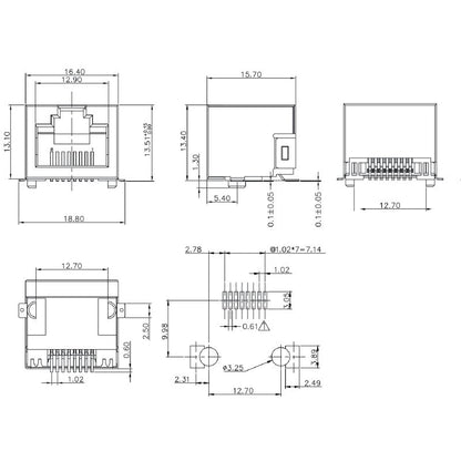 1455220000 - Compact 90° RJ45 Cat. 5e Modular Jack, 8 Poles  (Pack of 200)