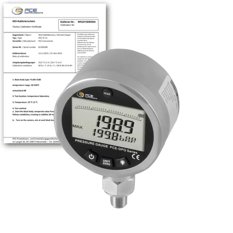 PCE-DPG 200 - 2.5" Pressure Meter with PEAK Function & ISO Calibration