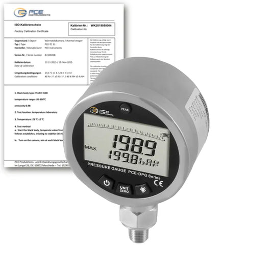 PCE-DPG 200 - 2.5" Pressure Meter with PEAK Function & ISO Calibration