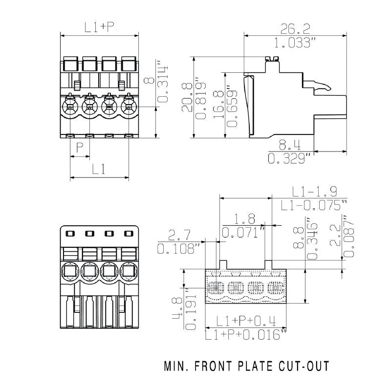 1980280000 - 5mm Pitch 13-Pole PCB Connector with 90° Push-In Actuator  (Pack of 24)