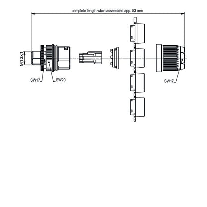 2531020000 - M12 Field-Attachable Connector, IP67, Max Dia 13.5mm