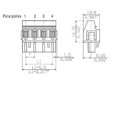 1702030000 - 7.50mm Pitch Female Plug Connector for PCB, 4 Poles at 90°  (Pack of 60)