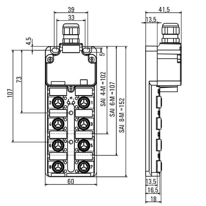 1760060000 - 3-Pole M12 IDC Connector Hood with LED Indicators