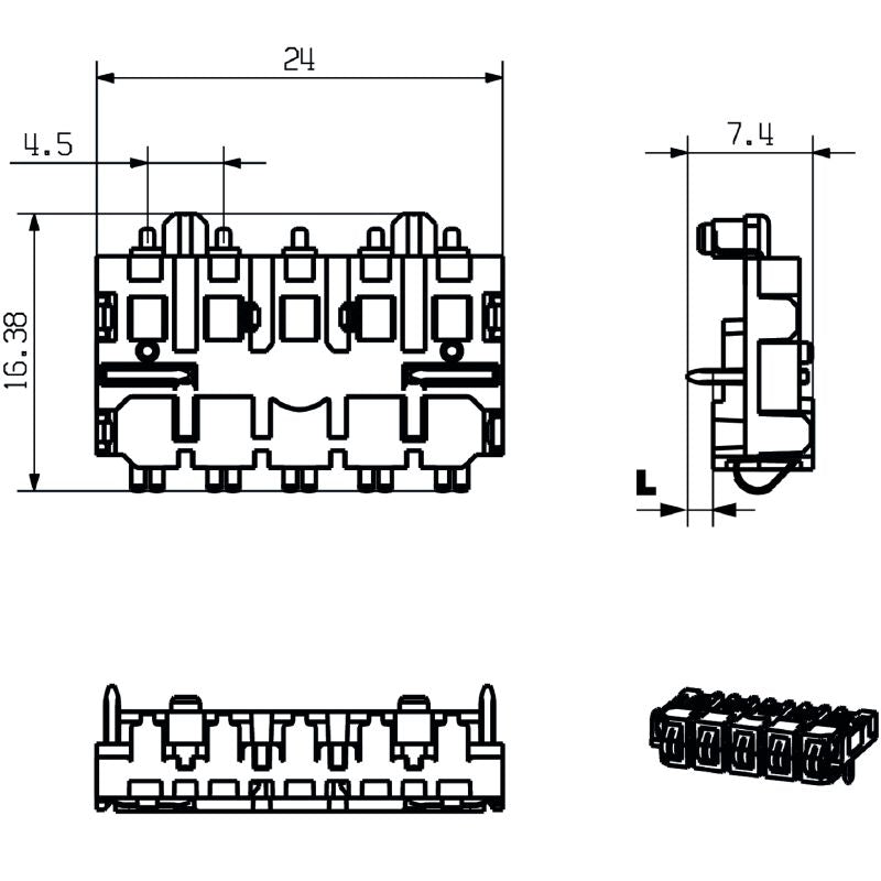 1155890000 - 5-Pole PCB Plug-In Connector with Gold-Plated Solder Flange  (Pack of 78)