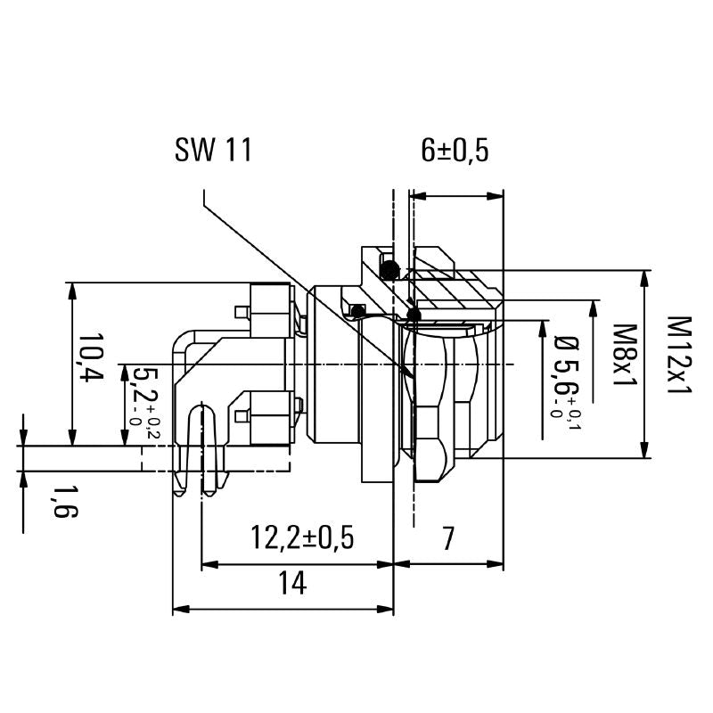 2424280000 - M8 3-Pole Connector, IP67 Rated, M12 Mounting Thread  (Pack of 10)