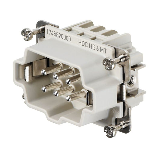1745820000 - Six-Pole Insert, 500V/24A, 51mm Deep Copper Alloy