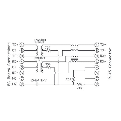 2461070000 - 8-Pole RJ45 Transformer Jack with 180° Elbow, 3.658g  (Pack of 120)