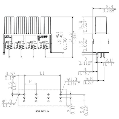 1289000000 - 10.16mm Pitch Female PCB Connector, 180° Angle, 2 Poles  (Pack of 50)