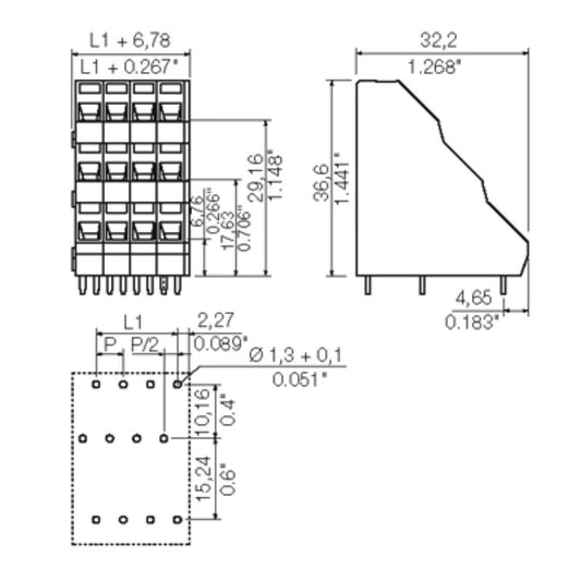 1764990000 - 5.08mm 36-Pole Orange PCB Terminal with 3.5mm Solder Pin  (Pack of 10)