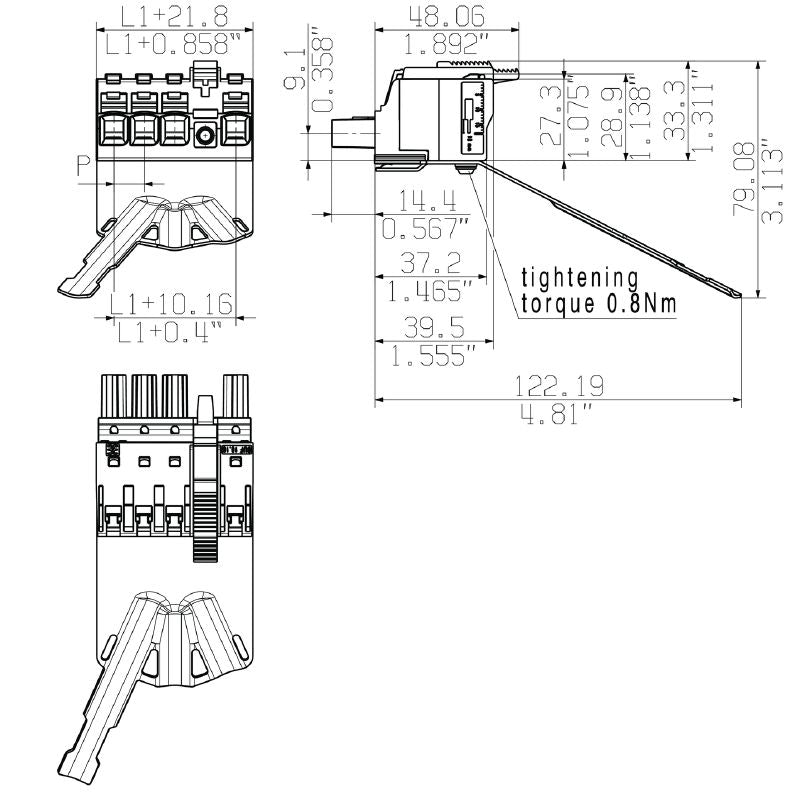 2627950000 - 4-Pole 10.16mm PCB Connector with 180° Push-In Connection  (Pack of 20)