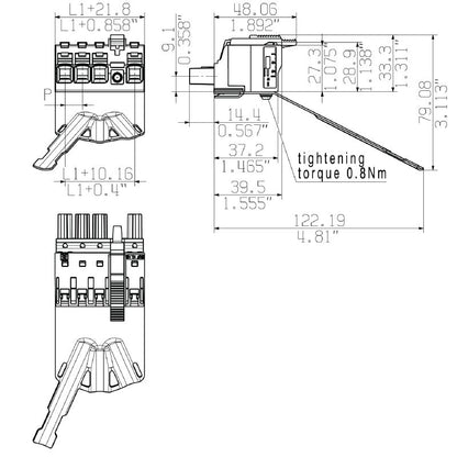 2627950000 - 4-Pole 10.16mm PCB Connector with 180° Push-In Connection  (Pack of 20)