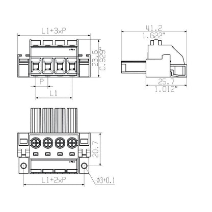 2917090000 - 7.62mm PCB Female Connector, 180-Degree Orientation, UL Certified  (Pack of 40)