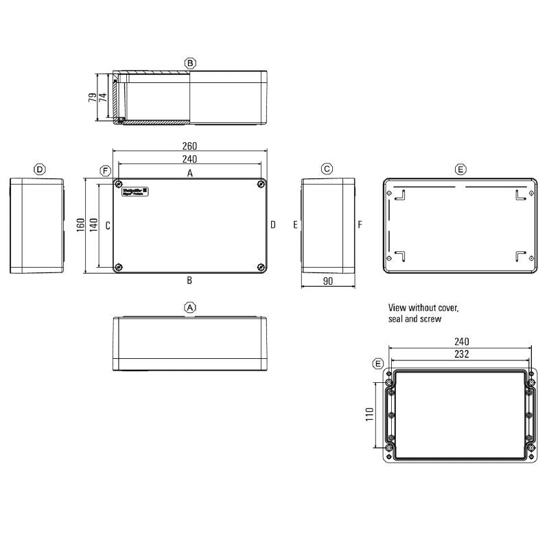 1305900000 - 160mm Klippon POK Polyester Enclosure in Silver Grey