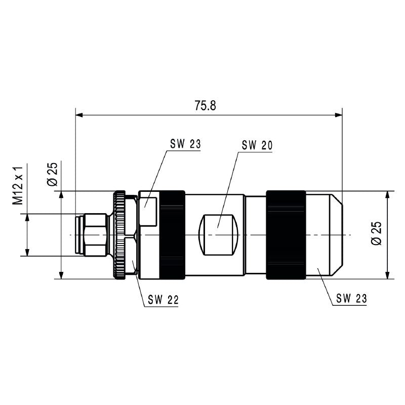2703490000 - K-coded M12 Connector, IP67, 8-13mm Cable, 12A