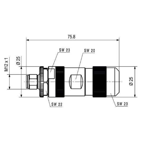 2703490000 - K-coded M12 Connector, IP67, 8-13mm Cable, 12A