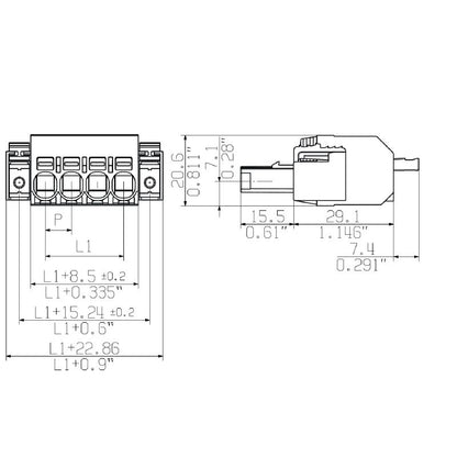 2549280000 - 7.62mm Pitch Female PCB Connector with 180° Outlet  (Pack of 66)