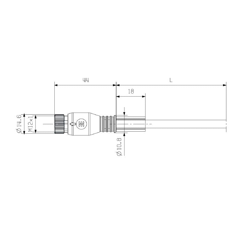2812600200 - 2m Unshielded M12 Sensor/Actuator Line with 4 Poles
