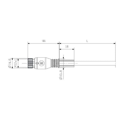 2812600200 - 2m Unshielded M12 Sensor/Actuator Line with 4 Poles
