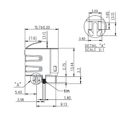 2562880000 - Cat. 5 Modular Jack with 12 Poles and 90° THT Connection  (Pack of 140)