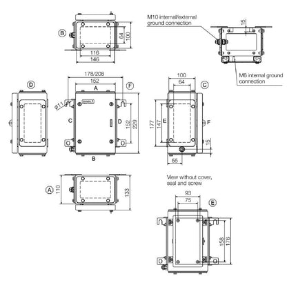 1194570001 - Stainless Steel Terminal Box 229mm x 152mm x 133mm