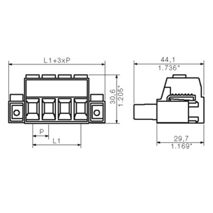 1924640000 - 10.16mm Female PCB Connector, 4 Poles, 180° Angle  (Pack of 20)